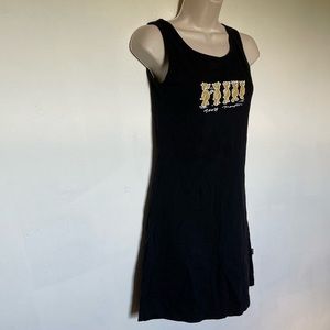 Vintage y2k black tank top tee shirt dress (A3)